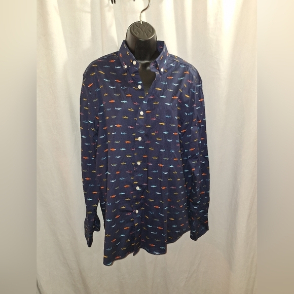 Club room medium button-down  fish print - Picture 1 of 6